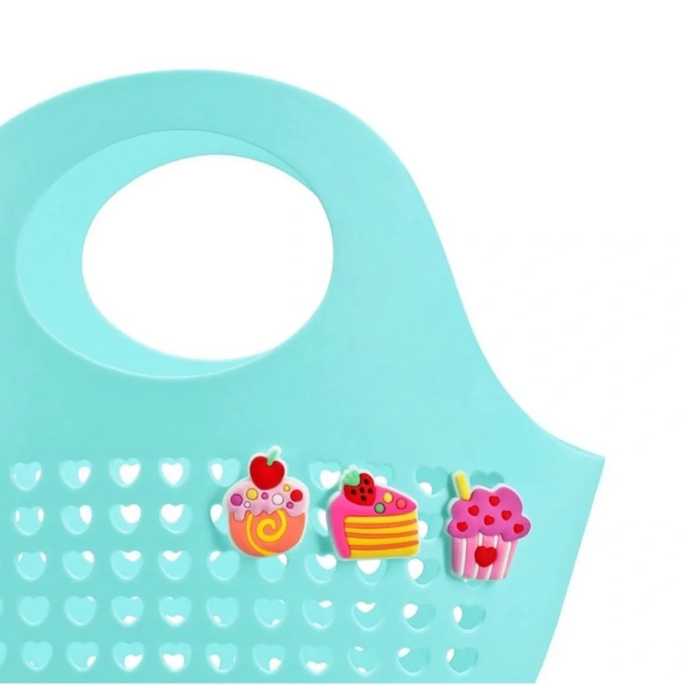 New! Set of 2 Target Bullseye Playground Silicone Baskets Aqua Blue w/ charms